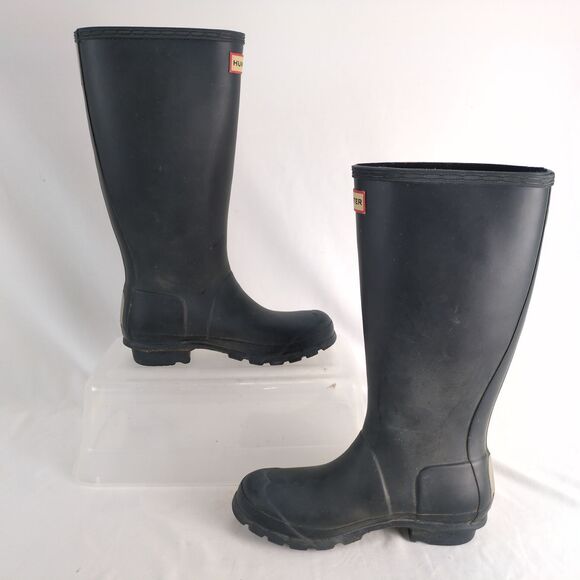 HUNTER Original Kids Matte Navy Blue Rain Muck Tall Boots Boys 4 Girls 5 Classic - Picture 3 of 10